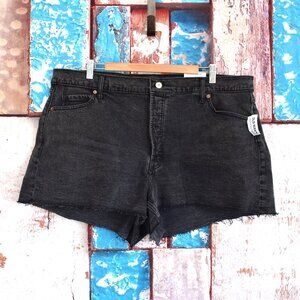 Women's Old Navy Higher High-Waisted Button-Fly Sky-Hi A-Line Black Cut-Off Jean